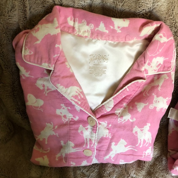 NICK&NORA PJS, VERY RARE, SZ M, HORSE/WESTERN, PINK/WHITE FLANNEL, EUC-NO FLAWS - Picture 14 of 16
